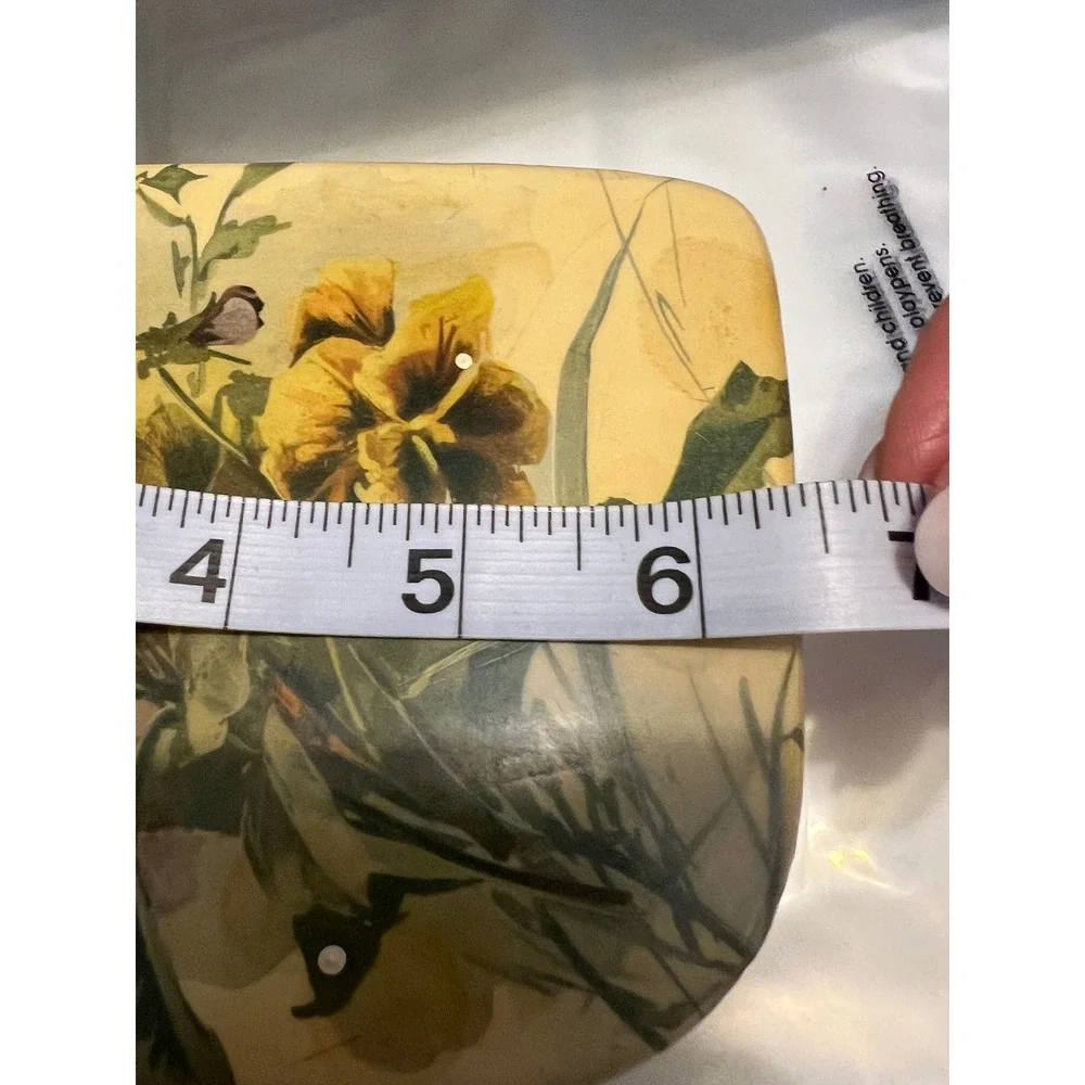 Vintage Floral Decoupage Jewelry Box Hinged Wood Trinket Box Yellow 6x4‎